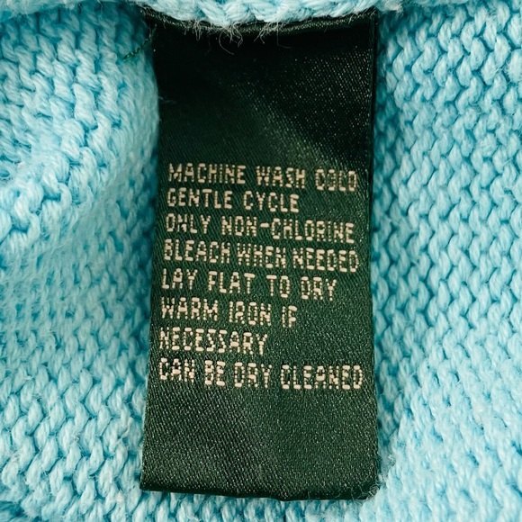 Lauren Ralph Lauren Pullover 1/4 Button Up Sweater Blue Medium - Picture 7 of 8